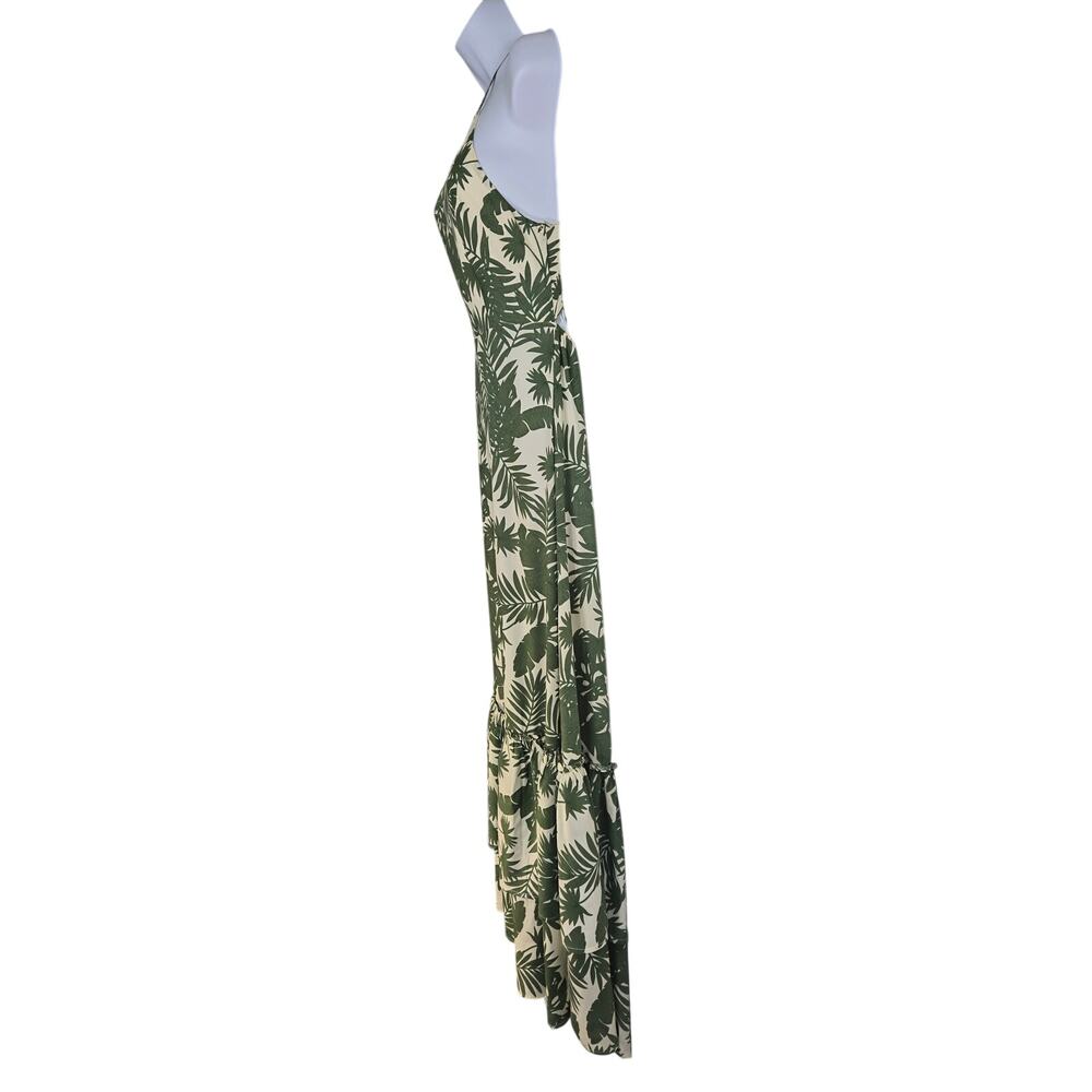 Baltic Born NWT Womens Olive Green Tropical Halter, Open Back Maxi Dress; Med - Picture 5 of 12